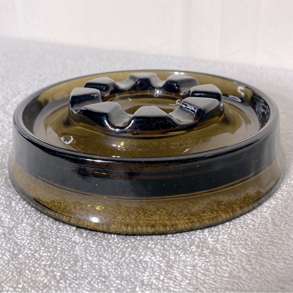 Vintage MCM Smoky Glass Ashtray Trinket Dish Glass Decor - Picture 7 of 13